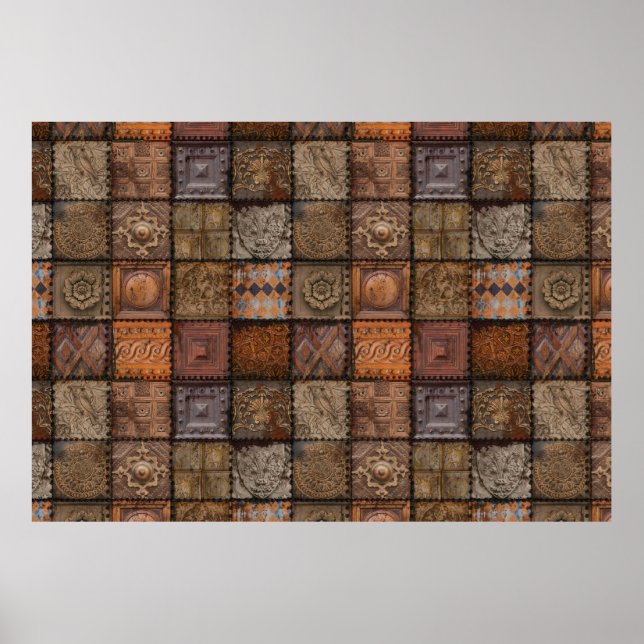 Vintage Wall Tiles Poster for decoupage (Front)