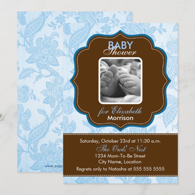 Vintage Wallpaper Baby Boy Shower Invitation (Front/Back)