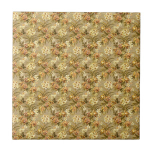 Vintage wallpaper beige pattern ceramic tile