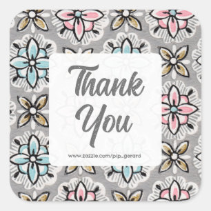 Vintage Wallpaper Custom Thank You Online Template Square Sticker