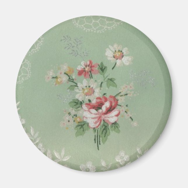 Vintage Wallpaper Flowers Magnet (Front)