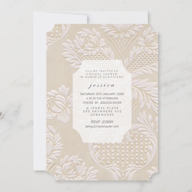 Vintage Wallpaper French Floral Pattern Invite (Front)