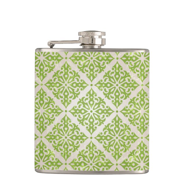 Vintage wallpaper hip flask (Front)
