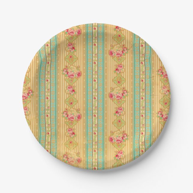 Vintage wallpaper look paper plates (Front)