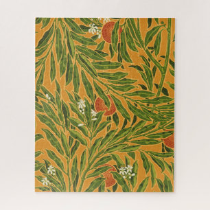Vintage wallpaper pattern orange tree artwork jigsaw puzzle