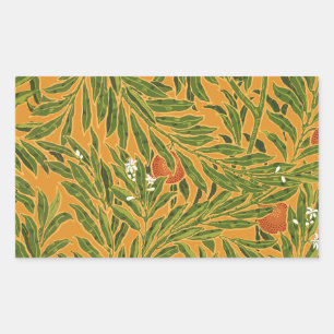 Vintage wallpaper pattern orange tree artwork rectangular sticker