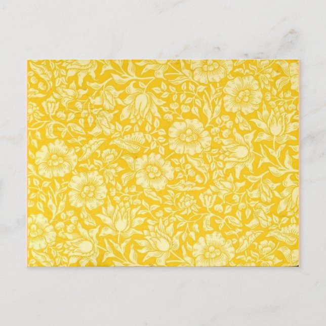 Vintage Wallpaper Pattern, Yellow Mallow Postcard (Front)