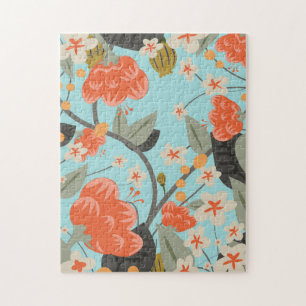 Vintage Wallpaper Rose and Flowers Jigsaw Puzzle