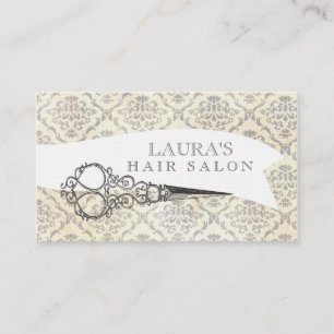 Vintage Wallpaper Scissors Hair Salon Business Card