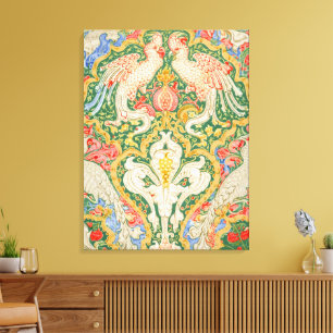 Vintage Walter Crane Cockatoo and Peacock Art Canvas Print
