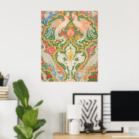 Vintage Walter Crane Cockatoo and Peacock Art