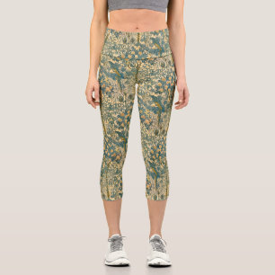 Vintage Walter Crane Macaw and Citrus Fruit Art Capri Leggings