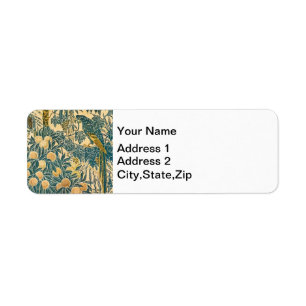 Vintage Walter Crane Macaw and Citrus Fruit Art Return Address Label