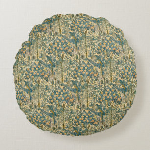 Vintage Walter Crane Macaw and Citrus Fruit Art Round Cushion