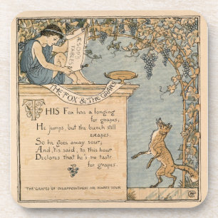 Vintage Walter Crane: The fox and the grapes Coaster