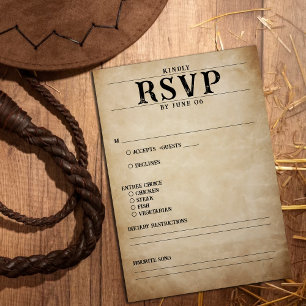 Vintage Wanted Poster Wedding Kindly RSVP Card