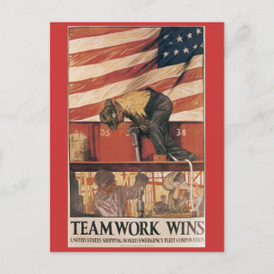 Vintage War Postcards, Teamwork wins Postcard