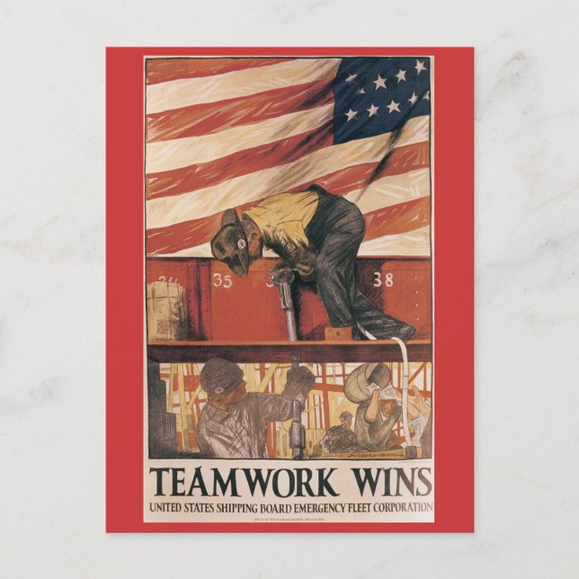 Vintage War Postcards, Teamwork wins Postcard (Front)
