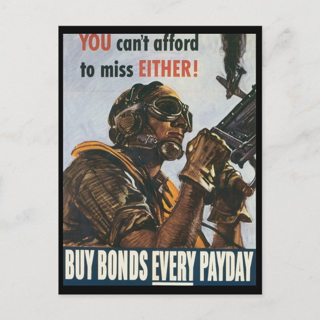 Vintage War Postcards, US Bonds Postcard (Front)