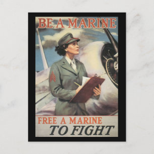 Vintage War Postcards, Woman Marines Postcard