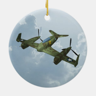 Vintage Warbird Flight Military Aviation Art Ceramic Ornament
