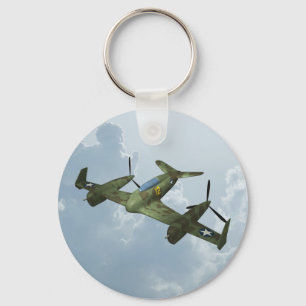 Vintage Warbird Flight Military Aviation Art Key Ring