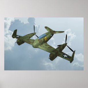 Vintage Warbird Flight Military Aviation Art Poster