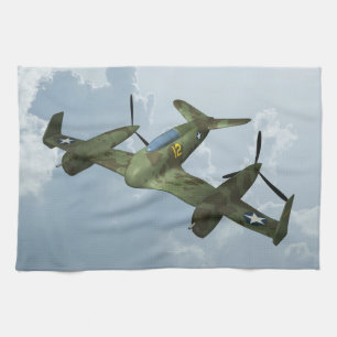 Vintage Warbird Flight Military Aviation Art Tea Towel