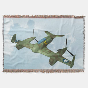 Vintage Warbird Flight Military Aviation Art Throw Blanket