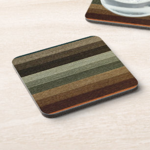 Vintage Warm Autumn Striped Pattern, Earth Tones Coaster
