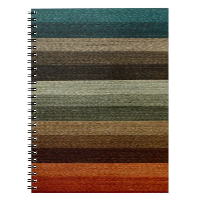 Vintage Warm Autumn Striped Pattern, Earth Tones Notebook (Front)