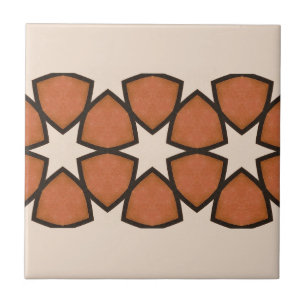 Vintage Warm Toned Patterned Geometric Ceramic Tile