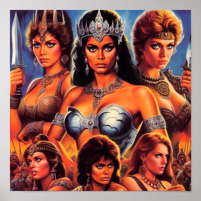 Vintage Warrior Queens Poster (Front)