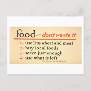 Vintage Wartime Food Waste Postcard