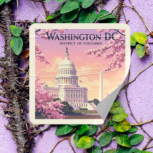 Vintage Washington D.C. Square Sticker