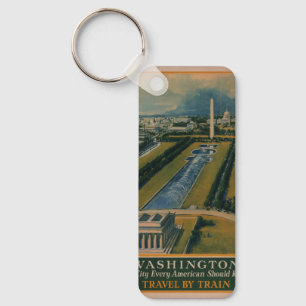 Vintage Washington DC Travel Poster Key Ring