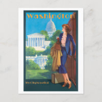 Vintage Washington DC Travel Poster Postcard