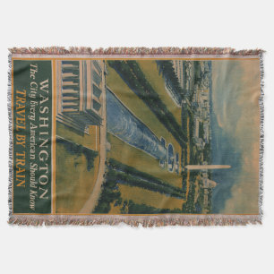 Vintage Washington DC Travel Poster Throw Blanket