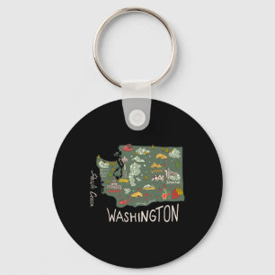 Vintage Washington Evergreen State Seattle Pacific Key Ring