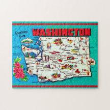Vintage Washington Map 11x14