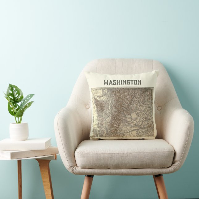 Vintage Washington Map Pillow (Chair)