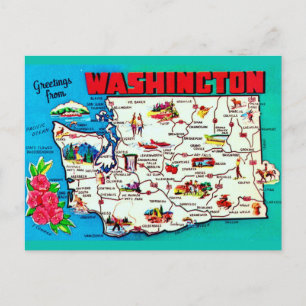 Vintage Washington Map Postcard