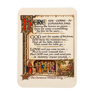 Vintage Wassail Song Illuminated Manuscript Art Magnet