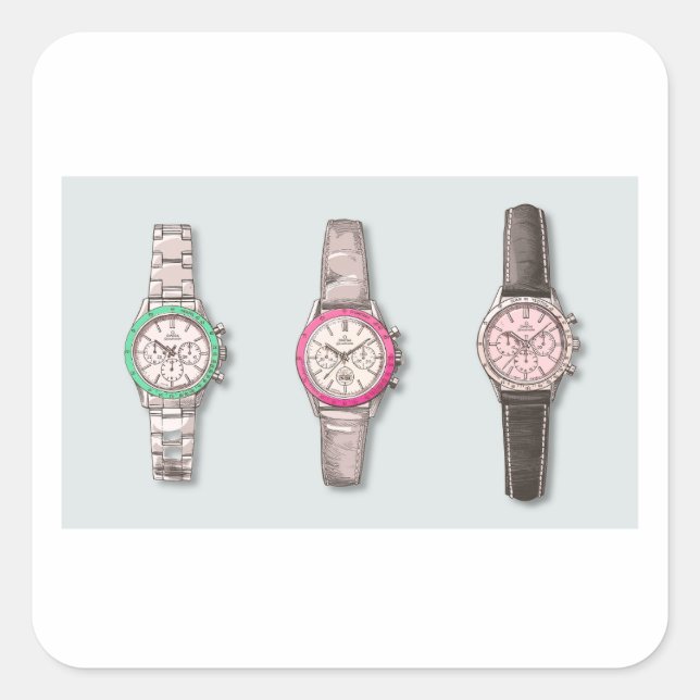VINTAGE WATCH SQUARE STICKER (Front)