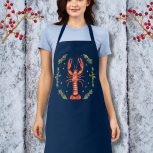 Vintage  water color -  festive red lobster apron
