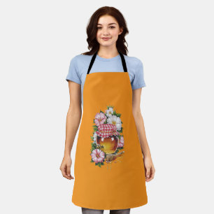 Vintage Water colour Honey Jar Flowers nostalgia Apron