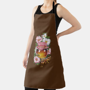 Vintage Water colour Honey Jar Flowers nostalgia Apron