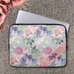 Vintage Water Colour Pink Flower Laptop Sleeve