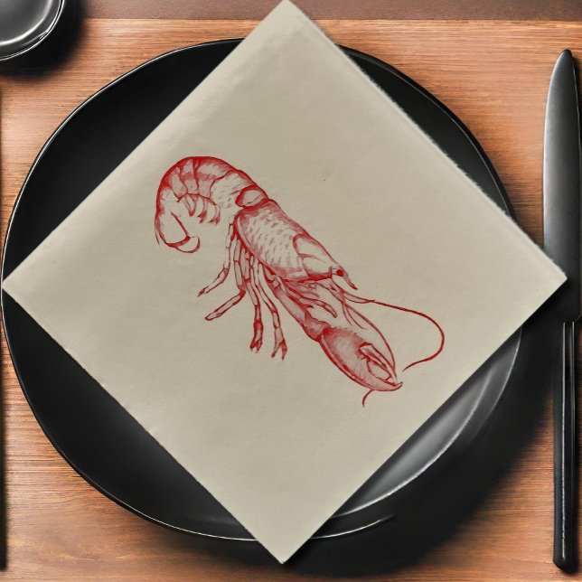 Vintage  water colour - red lobster napkin (Creator Uploaded)