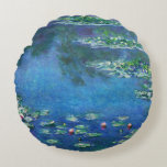 Vintage Water Lilies by Claude Monet Round Cushion<br><div class="desc">Vintage Water Lilies by Claude Monet Postcard. Beautiful oil on canvas painting of a pond with water lilies in Giverny France.</div>